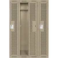 Clean Line Lockers, Bank of 4, 48" x 15" x 72", Steel, Beige, Rivet (Assembled), Perforated Cam Industrial