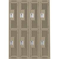 Casiers Clean Line, 2 niveaux, Bloc de 4, 48" x 15" x 72", Acier, Beige, Rivet (assembl&eacute;), Perfor&eacute; Cam Industrial