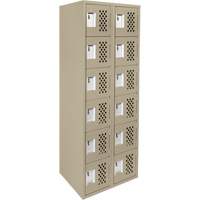 Assembled Lockerettes Clean Line Perforated Economy Lockers, 6 -tier, Bank of 2, 18" x 72" x 12", Steel Cam Industrial