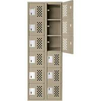 Assembled Lockerettes Clean Line Perforated Economy Lockers, 6 -tier, Bank of 2, 18" x 72" x 12", Steel Cam Industrial