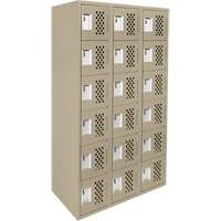 Assembled Lockerettes Clean Line Perforated Economy Lockers, 6 -tier, Bank of 3, 18" x 72" x 12", Steel Cam Industrial