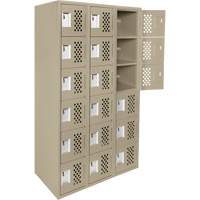 Assembled Lockerettes Clean Line Perforated Economy Lockers, 6 -tier, Bank of 3, 18" x 72" x 12", Steel Cam Industrial