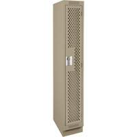 Clean Line Lockers, 12" x 15" x 76", Steel, Beige, Rivet (Assembled), Perforated Cam Industrial