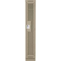 Clean Line Lockers, 12" x 15" x 76", Steel, Beige, Rivet (Assembled), Perforated Cam Industrial