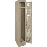 Clean Line Lockers, 12" x 15" x 76", Steel, Beige, Rivet (Assembled), Perforated Cam Industrial