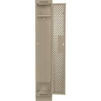 Clean Line Lockers, 12" x 15" x 76", Steel, Beige, Rivet (Assembled), Perforated Cam Industrial