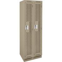 Clean Line Lockers, Bank of 2, 24" x 15" x 76", Steel, Beige, Rivet (Assembled), Perforated Cam Industrial