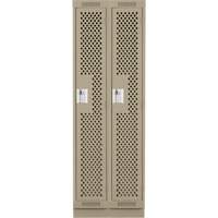 Clean Line Lockers, Bank of 2, 24" x 15" x 76", Steel, Beige, Rivet (Assembled), Perforated Cam Industrial