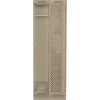 Clean Line Lockers, Bank of 2, 24" x 15" x 76", Steel, Beige, Rivet (Assembled), Perforated Cam Industrial