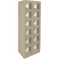 Assembled Lockerettes Clean Line Perforated Economy Lockers, 6 -tier, Bank of 2, 18" x 72" x 12", Steel Cam Industrial