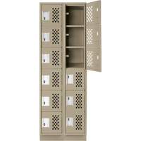 Assembled Lockerettes Clean Line Perforated Economy Lockers, 6 -tier, Bank of 2, 18" x 72" x 12", Steel Cam Industrial