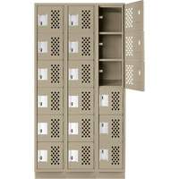 Assembled Lockerettes Clean Line Perforated Economy Lockers, 6 -tier, Bank of 3, 18" x 72" x 12", Steel Cam Industrial