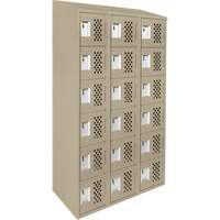 Assembled Lockerettes Clean Line Perforated Economy Lockers, 6 -tier, Bank of 3, 18" x 72" x 12", Steel Cam Industrial