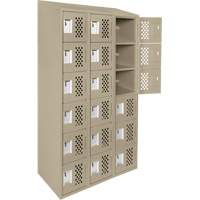 Assembled Lockerettes Clean Line Perforated Economy Lockers, 6 -tier, Bank of 3, 18" x 72" x 12", Steel Cam Industrial