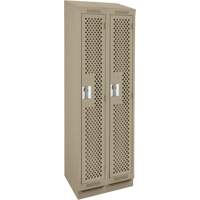 Clean Line Lockers, Bank of 2, 24" x 18" x 82", Steel, Beige, Rivet (Assembled), Perforated Cam Industrial