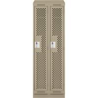 Clean Line Lockers, Bank of 2, 24" x 18" x 82", Steel, Beige, Rivet (Assembled), Perforated Cam Industrial