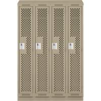 Clean Line Lockers, Bank of 4, 48" x 18" x 82", Steel, Beige, Rivet (Assembled), Perforated Cam Industrial