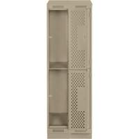 Clean Line Lockers, 2 -tier, Bank of 2, 24" x 18" x 82", Steel, Beige, Rivet (Assembled), Perforated Cam Industrial