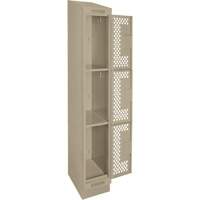 Clean Line Lockers, 3 -tier, 12" x 18" x 82", Steel, Beige, Rivet (Assembled), Perforated Cam Industrial