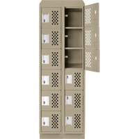 Assembled Lockerettes Clean Line Perforated Economy Lockers, 6 -tier, Bank of 2, 18" x 72" x 12", Steel Cam Industrial