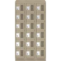 Assembled Lockerettes Clean Line Perforated Economy Lockers, 6 -tier, Bank of 3, 18" x 72" x 12", Steel Cam Industrial
