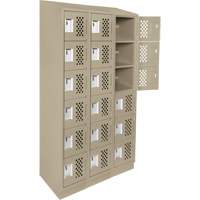 Assembled Lockerettes Clean Line Perforated Economy Lockers, 6 -tier, Bank of 3, 18" x 72" x 12", Steel Cam Industrial