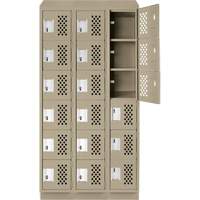 Assembled Lockerettes Clean Line Perforated Economy Lockers, 6 -tier, Bank of 3, 18" x 72" x 12", Steel Cam Industrial