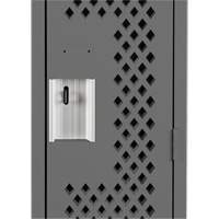 Clean Line Lockers, 12" x 15" x 72", Steel, Charcoal, Rivet (Assembled), Perforated Cam Industrial