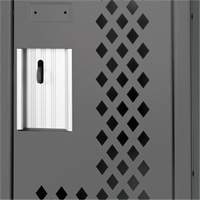 Clean Line Lockers, 12" x 15" x 72", Steel, Charcoal, Rivet (Assembled), Perforated Cam Industrial