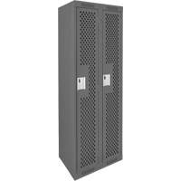 Clean Line Lockers, Bank of 2, 24" x 15" x 72", Steel, Charcoal, Rivet (Assembled), Perforated Cam Industrial