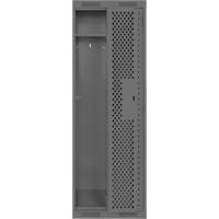 Clean Line Lockers, Bank of 2, 24" x 15" x 72", Steel, Charcoal, Rivet (Assembled), Perforated Cam Industrial