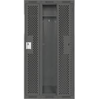 Clean Line Lockers, Bank of 3, 36" x 15" x 72", Steel, Charcoal, Rivet (Assembled), Perforated Cam Industrial