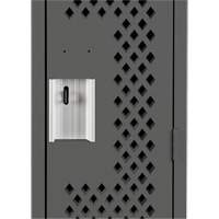Clean Line Lockers, Bank of 4, 48" x 15" x 72", Steel, Charcoal, Rivet (Assembled), Perforated Cam Industrial