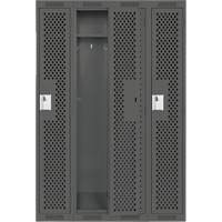 Clean Line Lockers, Bank of 4, 48" x 15" x 72", Steel, Charcoal, Rivet (Assembled), Perforated Cam Industrial