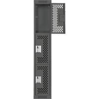 Clean Line Lockers, 3 -tier, 12" x 12" x 72", Steel, Charcoal, Rivet (Assembled), Perforated Cam Industrial