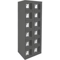 Assembled Lockerettes Clean Line Perforated Economy Lockers, 6 -tier, Bank of 2, 18" x 72" x 12", Steel Cam Industrial