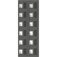 Assembled Lockerettes Clean Line Perforated Economy Lockers, 6 -tier, Bank of 2, 18" x 72" x 12", Steel Cam Industrial
