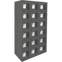 Assembled Lockerettes Clean Line Perforated Economy Lockers, 6 -tier, Bank of 3, 18" x 72" x 12", Steel Cam Industrial