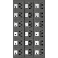 Assembled Lockerettes Clean Line Perforated Economy Lockers, 6 -tier, Bank of 3, 18" x 72" x 12", Steel Cam Industrial