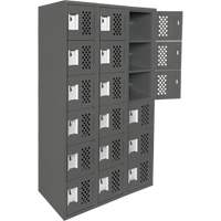 Assembled Lockerettes Clean Line Perforated Economy Lockers, 6 -tier, Bank of 3, 18" x 72" x 12", Steel Cam Industrial