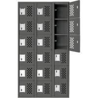 Assembled Lockerettes Clean Line Perforated Economy Lockers, 6 -tier, Bank of 3, 18" x 72" x 12", Steel Cam Industrial