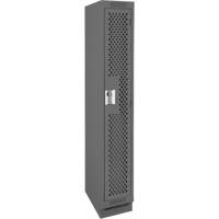 Clean Line Lockers, 12" x 15" x 76", Steel, Charcoal, Rivet (Assembled), Perforated Cam Industrial