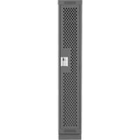 Clean Line Lockers, 12" x 15" x 76", Steel, Charcoal, Rivet (Assembled), Perforated Cam Industrial