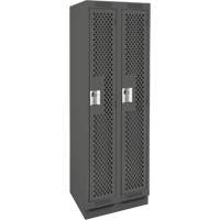 Clean Line Lockers, Bank of 2, 24" x 12" x 76", Steel, Charcoal, Rivet (Assembled), Perforated Cam Industrial