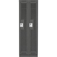 Clean Line Lockers, Bank of 2, 24" x 12" x 76", Steel, Charcoal, Rivet (Assembled), Perforated Cam Industrial