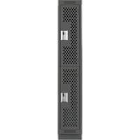 Clean Line Lockers, 2 -tier, 12" x 12" x 76", Steel, Charcoal, Rivet (Assembled), Perforated Cam Industrial