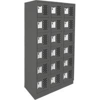 Assembled Lockerettes Clean Line Perforated Economy Lockers, 6 -tier, Bank of 3, 18" x 72" x 12", Steel Cam Industrial