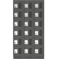 Assembled Lockerettes Clean Line Perforated Economy Lockers, 6 -tier, Bank of 3, 18" x 72" x 12", Steel Cam Industrial