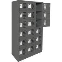 Assembled Lockerettes Clean Line Perforated Economy Lockers, 6 -tier, Bank of 3, 18" x 72" x 12", Steel Cam Industrial