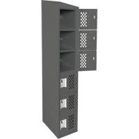 Assembled Lockerettes Clean Line Perforated Economy Lockers, 6 -tier, 18" x 72" x 12", Steel Cam Industrial